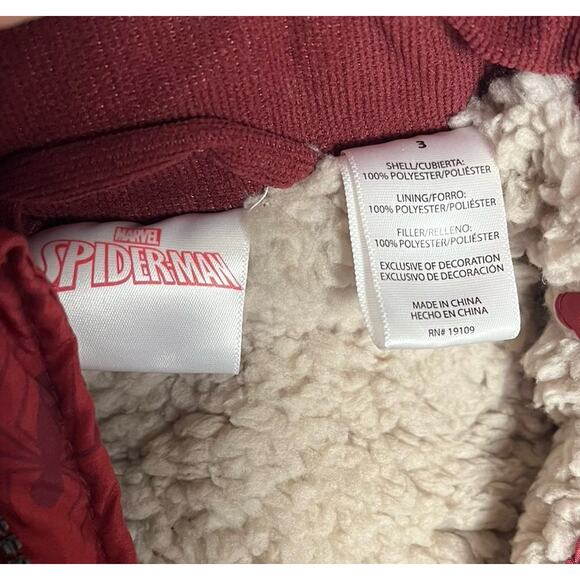 Marvel Spiderman Boys Coat 3T Hoodie Jacket Red Zip Plush Fleece Faux Fur $50 - Picture 10 of 16